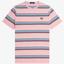 Fred Perry Retro Stripe T-shirt in Chalky Pink M5607 J10