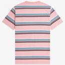 Fred Perry Retro Stripe Crew Neck Tee Chalky Pink
