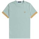 Fred Perry Striped Cuff T-shirt in Silver Blue M7707 959