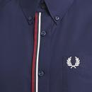 FRED PERRY Retro Mod Taped Placket SS Shirt Carbon Blue