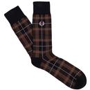 Fred Perry Tartan Socks in Burnt Tobacco and Dark Pink C6154 T09