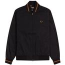 fred perry mens tipped tennis bomber zip jacket black gold
