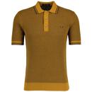 Fred Perry Textured Knitted Polo Shirt in Dark Caramel K6536 644