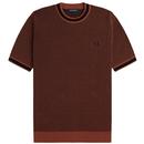 Fred Perry Textured Knitted T-shirt in Whiskey Brown K6538 S54
