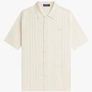 Fred Perry Textured Button Through Knitted Polo Shirt in Ecru K5524 560