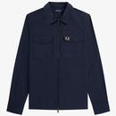 Fred Perry Textured Zip Through Overshirt in Navy