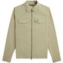 Fred Perry Textured Zip Through Overshirt in Warm Grey M5684 U54