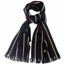 Fred Perry Retro Mod Stripe Raschel Scarf in Black, Oxblood and White