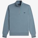 Fred Perry Half Zip Retro Sweatshirt in Stockport Blue M3574 Z56 Main Photo