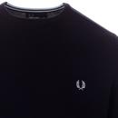 FRED PERRY Tipped Knitted Crew Neck Jumper NAVY