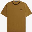 Fred Perry Retro Mod Crew Meck Pique Tee in Shaded Stone M78 P96