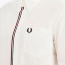 FRED PERRY Mens Mod Taped Placket Shirt SNOW WHITE