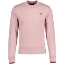Fred Perry Retro Tipped Crew Neck Sweatshirt in Dusty Rose Pink M7535 S51 