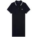 Fred Perry Women's Mod Twin Tipped Polo Shirt Dress in Black and White