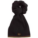Fred Perry Twin Tipped Merino Wool Scarf in Black/Shaded Stone