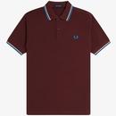 Fred Perry M3600 Twin Tipped Pique Polo Shirt in Oxblood M3600 Z63 Main Photo