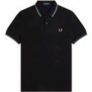 Fred Perry Twin Tipped Polo Shirt in Black, Cyber Blue and Light Rust M3600 T45