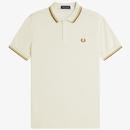 Fred Perry Men's Twin Tipped Polo in Ecru with Honeycomb and Marmalade M3600 X01 