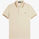 Fred Perry Twin Tipped Polo Shirt in Oatmeal and Dark Caramel M3600 691