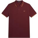 Fred Perry Twin Tipped Polo Shirt in Oxblood and Shaded Stone  M3600 T56