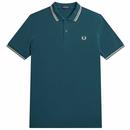 Fred Perry Twin Tipped Polo Shirt in Petrol Blue and Oyster M3600 257