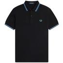 Fred Perry Twin Tipped Polo Shirt Black, Light Smoke and Runaway Ocean M3600 V18 
