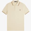 Fred Perry M3600 Twin Tipped Pique Polo Shirt in Oatmeal M3600 Z53 Main Photo
