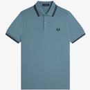 Fred Perry M3600 Twin Tipped Pique Polo Shirt in Stockport Blue M3600 Z56 Main Photo