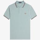 Fred Perry M3600 Y26 Twin Tipped Polo Shirt in Silver Blue