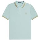 Fred Perry M3600 V22 Men's Twin Tipped Polo in Silver Blue and Dark Caramel