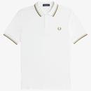 Fred Perry M3600 V21 Men's Twin Tipped Polo in Snow White and Silver Blue
