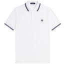 Fred Perry Twin Tipped Polo Shirt in White and French Navy M3600 S06