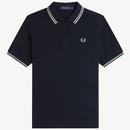 Fred Perry Women's Twin Tipped Shirt in Navy with Oatmeal Tipping G3600 T80