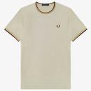 Fred Perry Twin Tipped T-shirt in Oatmeal and Honeycomb M1588 W55