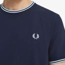 FRED PERRY M1588 Twin Tipped T-Shirt - Carbon Blue