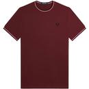 FRED PERRY M1588 Mod Twin Tipped T-Shirt - Oxblood