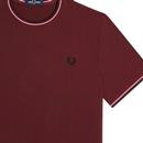 FRED PERRY M1588 Mod Twin Tipped T-Shirt - Oxblood