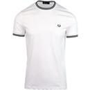 FRED PERRY Mens Mod Twin Tipped Crew T-shirt WHITE