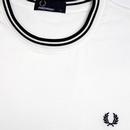FRED PERRY Mens Mod Twin Tipped Crew T-shirt WHITE