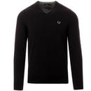 FRED PERRY Classic Mod Tipped V-Neck Jumper BLACK
