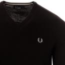 FRED PERRY Classic Mod Tipped V-Neck Jumper BLACK
