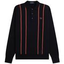 Fred Perry Vertical Stripe Knitted Shirt in Black K6537 102