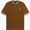 Fred Perry Retro 60s Knitted Henley T-shirt Stone
