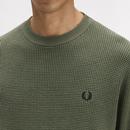 Fred Perry Combed Cotton Waffle Stitch Jumper LWG