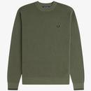 Fred Perry Retro Waffle Stitch Jumper in Laurel Wreath Green K6507 X21 Main Photo