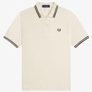 Fred Perry Women's Twin Tipped Polo in Ecru and Metalic Black G3600 X73