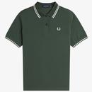 Fred Perry Women's Twin Tipped Polo Shirt in Court Green and Snow White G3600 Y76