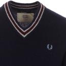 FRED PERRY Mens Retro Spun Lambswool V-Neck Jumper