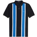 Fred Perry Woven Block Stripe Mesh Polo Shirt in Black M7802 102
