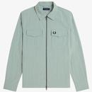 Fred Perry Retro Zip Through Overshirt in Bay Leaf M5684 Z16 Main Photo
